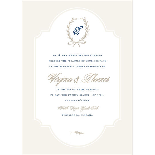 Tan Laurel Wreath Invitations